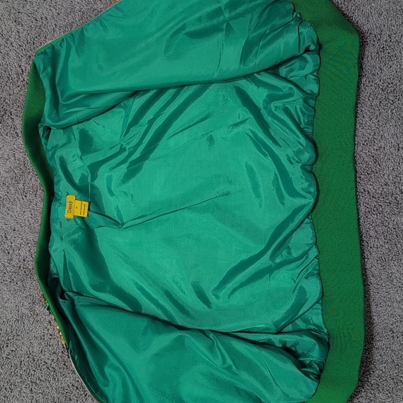 Daisy Green And Gold Mardi Gras Inspired Varsity Semi Cropped Jacket Size 2X - Picture 10 of 11